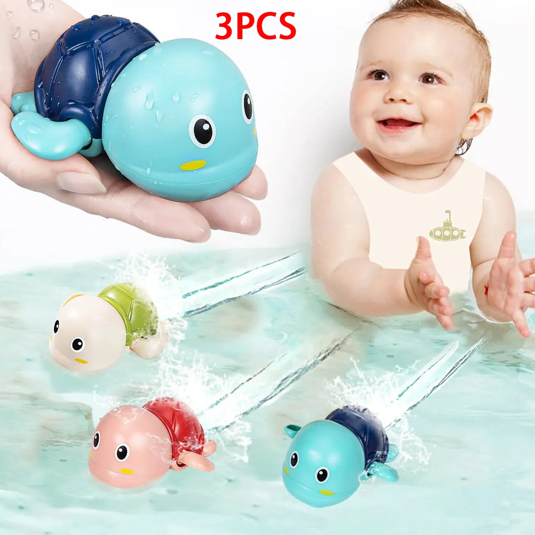 3 Baby Turtle Bath Toys